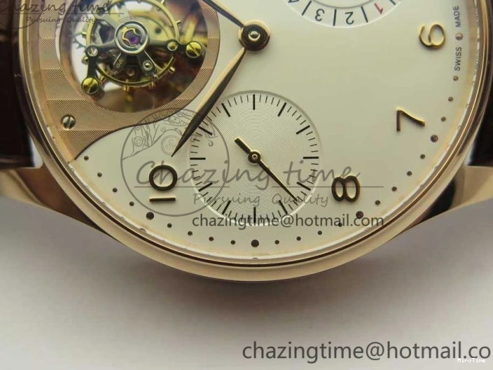 MIROTIME 0217 Portuguese Tourbillon IW5046 RG ZF Best Edition White Dial on Brown Leather Strap UrbanStyle 7144